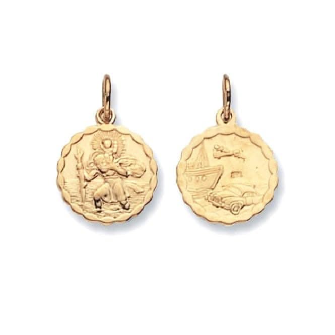 9ct Yellow Gold Round Dbl Sided St Christopher Pendant PN292