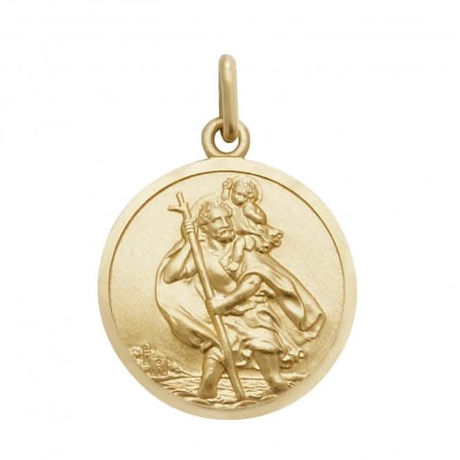 9ct Yellow Gold Round St Christopher Pendant PN146