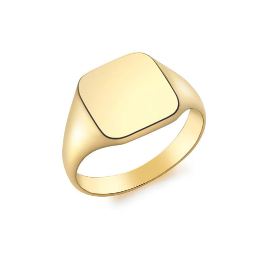 9ct Yellow Gold Plain Square Signet Ring