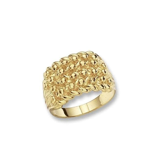9ct Yellow Gold Mens Heavy Keeper 4 Row Ring RN179
