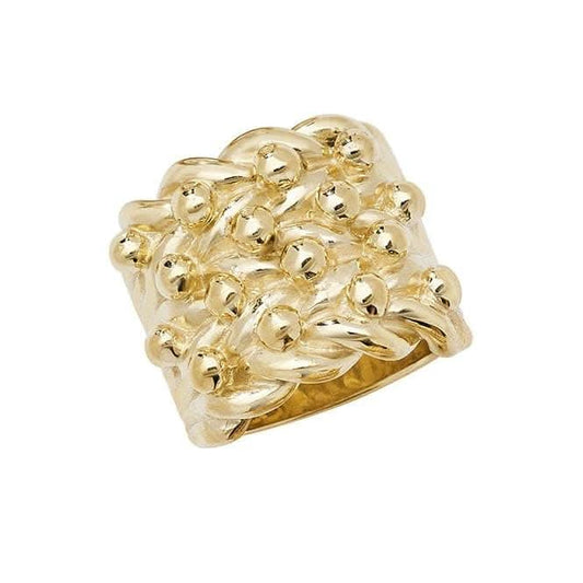 9ct Yellow Gold Mens Keeper 4 Row Ring RN292