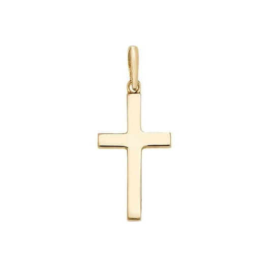 9ct Yellow Gold Plain Solid Cross Pendant PN1066
