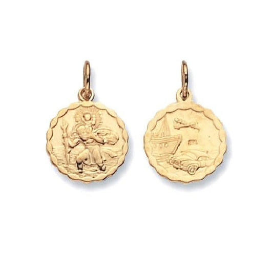 9ct Yellow Gold Round Dbl Sided St Christopher Pendant PN292