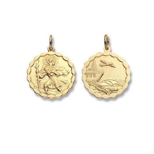 9ct Yellow Gold Round Dbl Sided St Christopher Pendant PN294