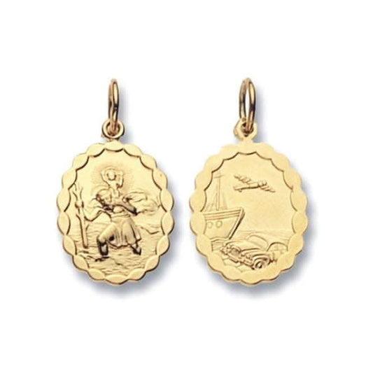9ct Yellow Gold Round Dbl Sided St Christopher Pendant PN295