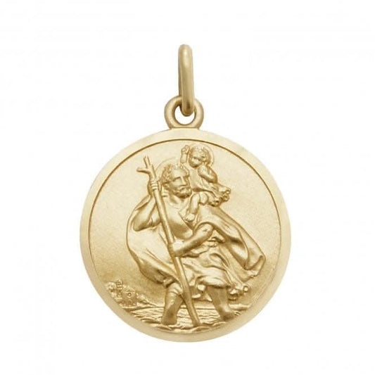 9ct Yellow Gold Round St Christopher Pendant PN146