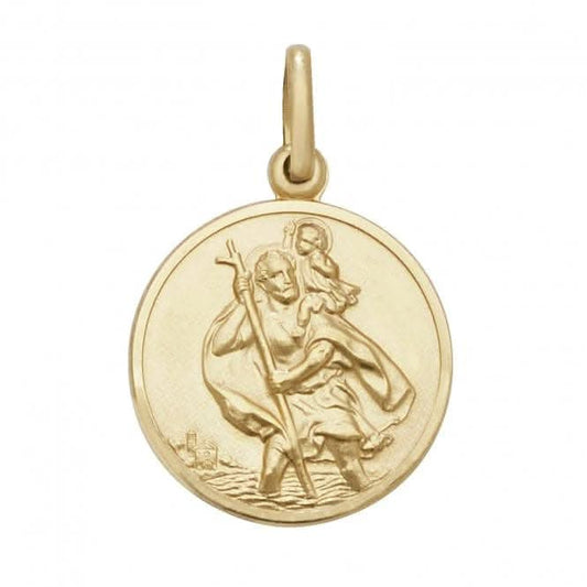 9ct Yellow Gold Round St Christopher Pendant PN147