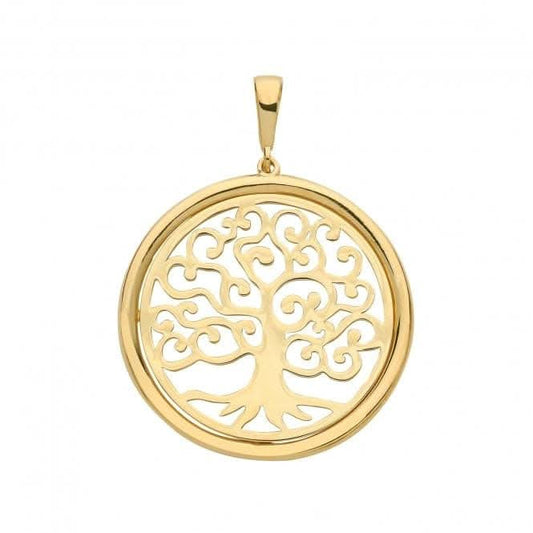 9ct Yellow Gold Tree Of Life Round Pendant PN1079